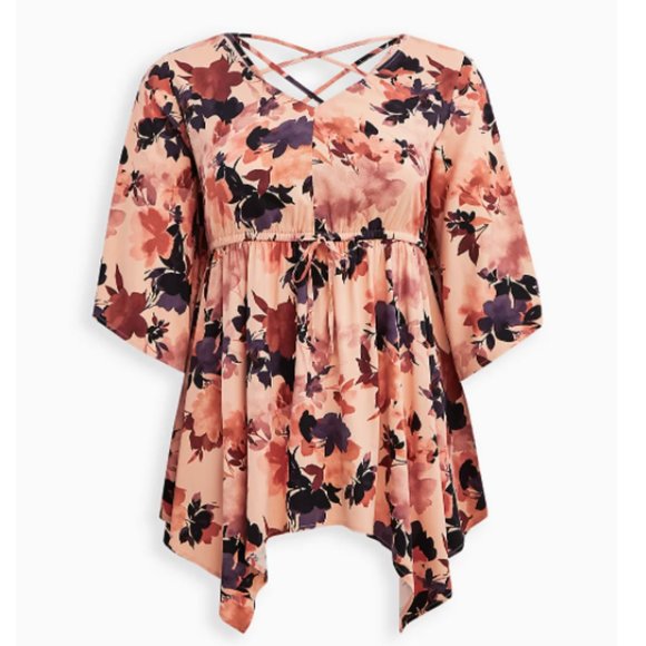 torrid Tops - BABYDOLL TUNIC - STRETCH CHALLIS FLORAL TORRID
